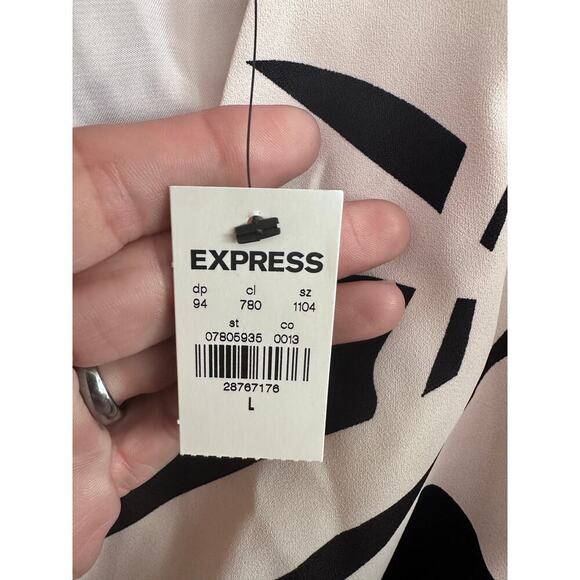 NWT Express Abstract Draped V-Neck Sleeveless Wrap Mini Sheath Dress Size Large - Picture 8 of 12